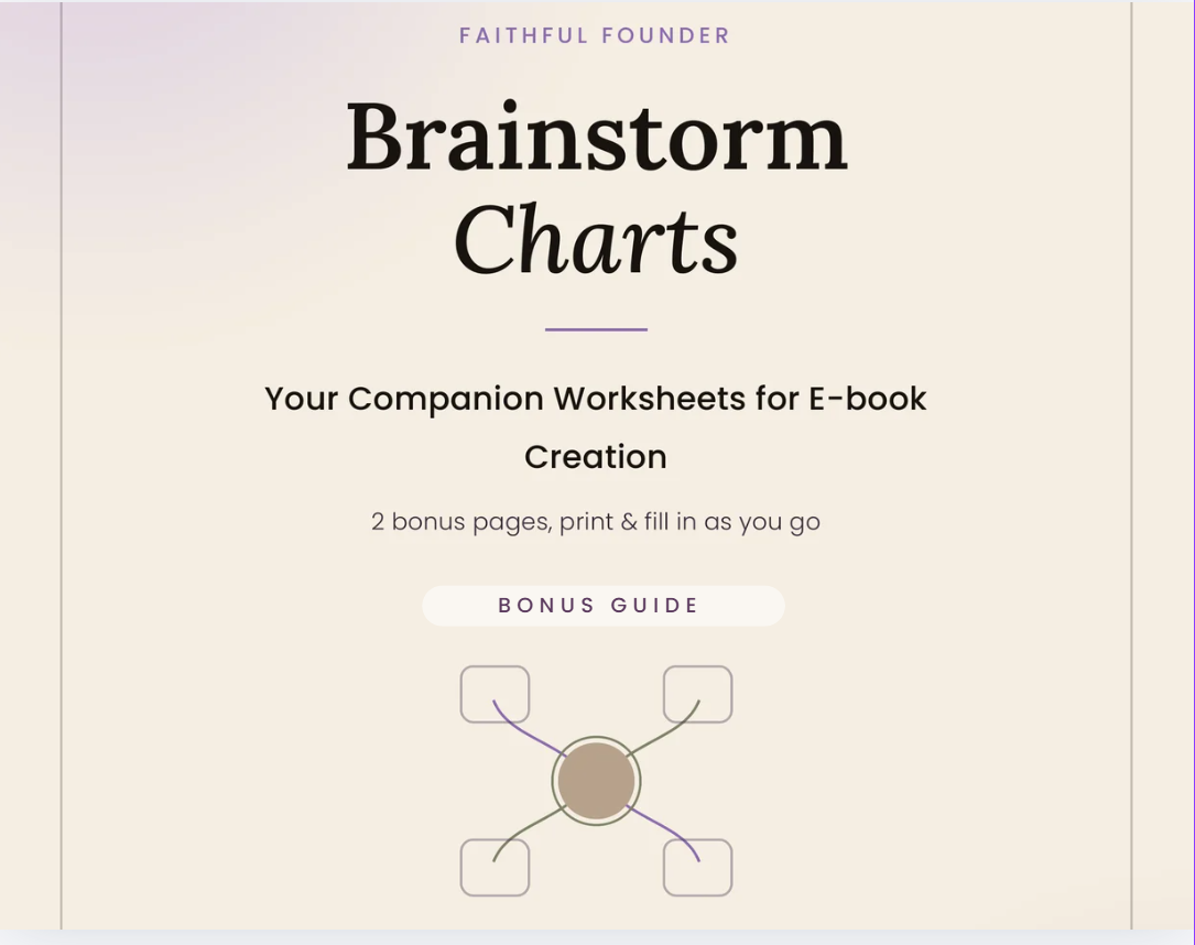 Digital Product Brainstorm Charts — Faithful Founder bonus guide cover.